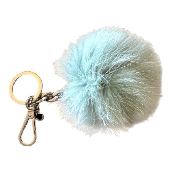 Michael Kors Fur Pom Pom Mint Blue Keychain & Bag Charm Purse Accessory - Picture 4 of 6